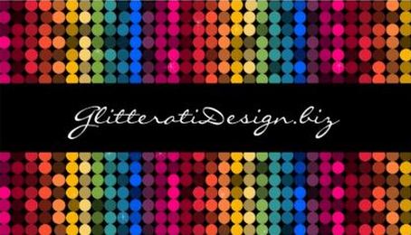 Retro Rainbow Glam Dot Pattern With Black Stripe Template Business Cards
