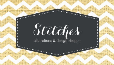 Yellow and White Chevron Fabric Pattern Alterations and Design Business Cards
