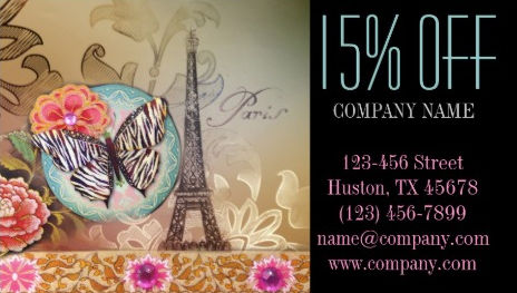 Paris Eiffel Tower Vintage Fashion Discount Coupon Business Cards