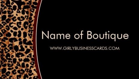 Trendy Brown Leopard Print Modern Black Boutique Business Cards