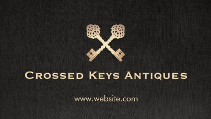 Gold Vintage Crossed Skeleton Keys Antique Store Business Cards