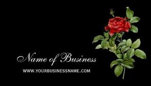 Classic Single Red Rose Elegant Red and Black Floral Business Cards