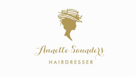 Stylish Hairdresser Gold Silhouette Woman in Hat Business Cards