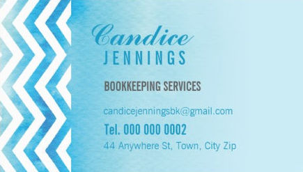 Modern Light Blue Watercolor Chevron Bookkeeping Services Business Cards