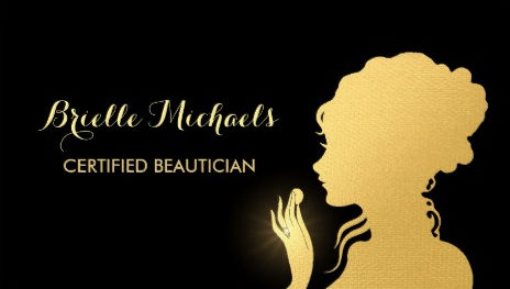Beautician Black and Gold Foil Woman Makeup Artist Business Cards