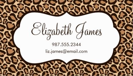 Chic and Simple Girly Brown Leopard Print Scalloped Name Plate Business Cards