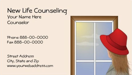 Woman in Red Hat Looking Out Window Counseling Service Business Cards