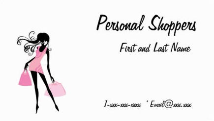 Chic Pink and Black Woman Silhouette Personal Shopper Business Cards