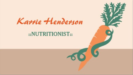 Stylish Tan Nutritionist Girly Swirls With Fresh Carrot Business Cards