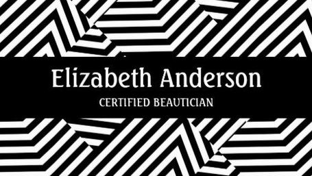 Trendy Black and White Stripe Certified Beautician Business Cards