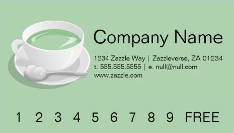 Chic Cuppa Green Tea and Teacup Loyalty Punch Card Business Cards 