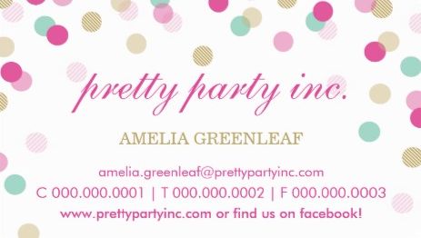 Stylish Confetti Pink and Gold Dots Pretty Party Planner Business Cards