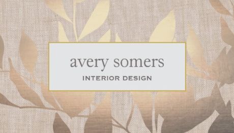 Elegant Gold Leaves Modern Interior Design Beige Template Business Cards