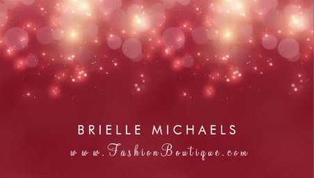 Red Luxe Bokeh Sparkle Elegant Fashion Boutique Business Cards