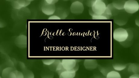 Elegant Interior Design Glamorous Dark Green Luxe Bokeh Business Cards