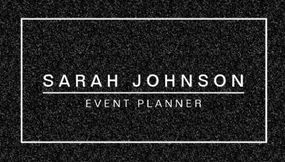 Cool and Simple Black Glitter Modern Event Planner Business Cards 
