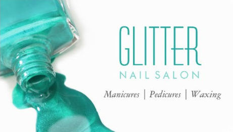 Teal Glitter Spilled Polish Nail Salon Manicure Stylish Beauty Business Cards