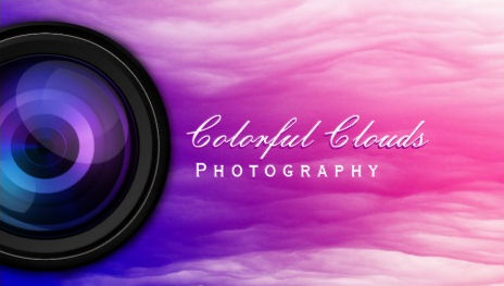 Elegant Colorful Pink and Purple Clouds Photography Business Cards