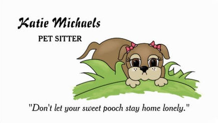 Cute Puppy Dog With Pink Bows Pet Sitting Services Business Cards