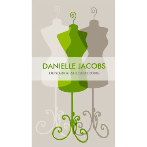 Green Dress Form Alteration and Fashion Design Business Cards 