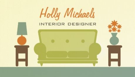 Interior Designer Retro Green Living Room Sofa Business Cards