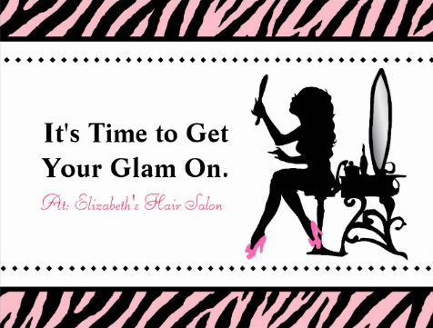 Chic Woman Pink and Black Zebra Print Border Hair Appointment Postcards