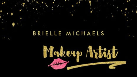 Gold Foil With Pink Lips Makeup Artist Appointment Business Cards 