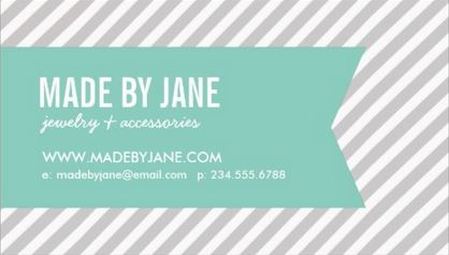 Gray and Mint Modern Stripes With Flag Ribbon Boutique Business Cards