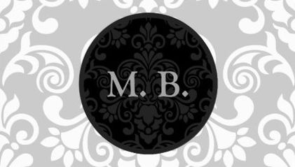 Elegant Gray Floral Damask Modern Circle Monogram Business Cards