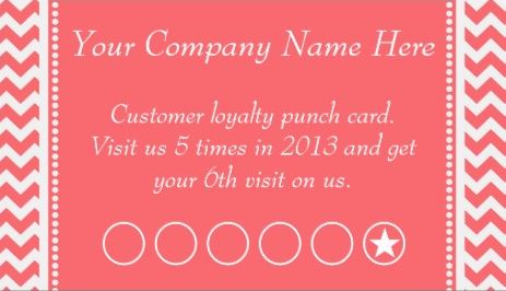 Chic Rose Pink Chevron Discount Promotional Punch Card Business Cards