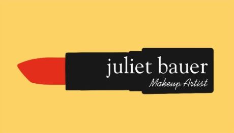 Bold Yellow Makeup Artist Red Lipstick Logo Beauty Business Cards