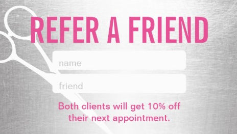 Modern Silver and Pink Scissor Hair Salon Referral Business Cards