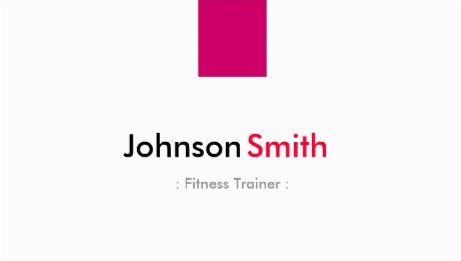 Modern Fuchsia Pink Square on Simple White Fitness Trainer Business Cards