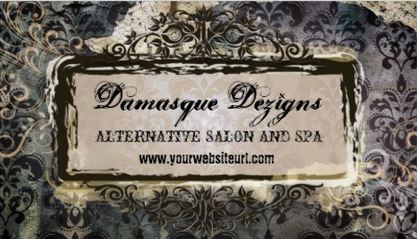 Weathered Grunge Damask Alternative Vintage Salon and Spa Business Cards