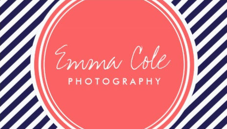 Navy and Coral Preppy Diagonal Stripes Photography Business Cards