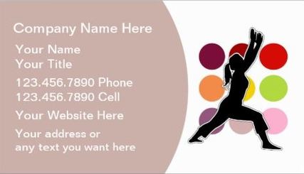 Retro Mod Circles Stretching Girl Fitness Instructor Template Business Cards