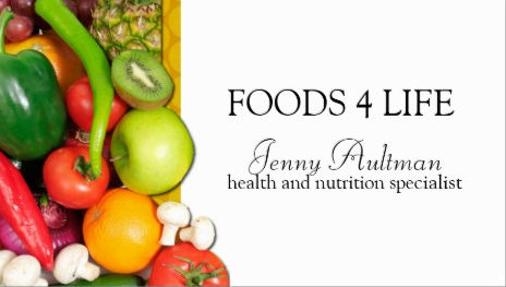 Modern and Fresh Raw Foods for Life Health and Nutrition Specialist Business Cards