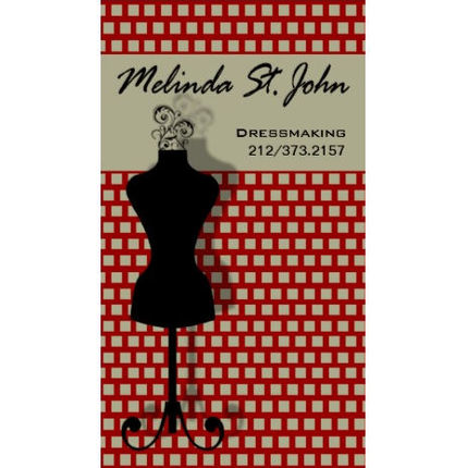 Vintage Red Dressmaker Mannequin Sewing Fashion Designer Business Cards