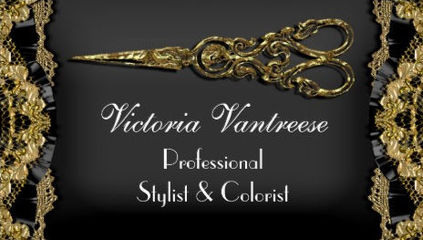 Gorgeous Black and Gold Victorian Sheers Hair Stylist Business Cards