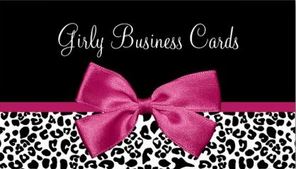 Vivacious Dark Pink Ribbon Bow Leopard Print Boutique Business Cards