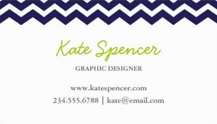 Modern Navy and White Chevron Zigzag Edge Business Cards 