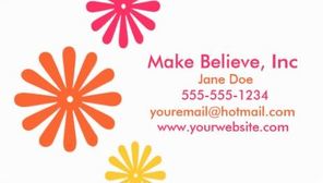 Girly Bright Pink Orange and Yellow Retro Make Believe Daisy Flower Business Cards