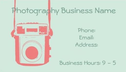 Girly Coral and Mint Vintage Camera Photography  Business Cards