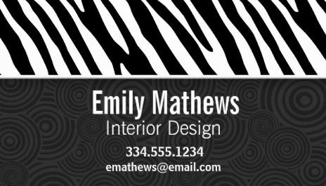 Modern Black and White Zebra Stripes and Circle Swirls Business Cards