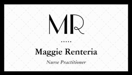 Stylish Black and White Monogram Nurse Practitioner Business Cards