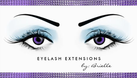 Chic Purple Eyes Girly Eyelash Extensions Boutique Business Card