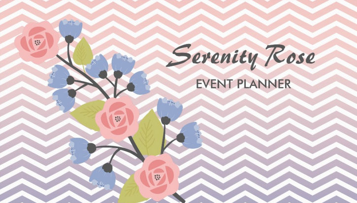 Pretty Floral Event Planner Pretty Pink and Blue Chevron Business Cards