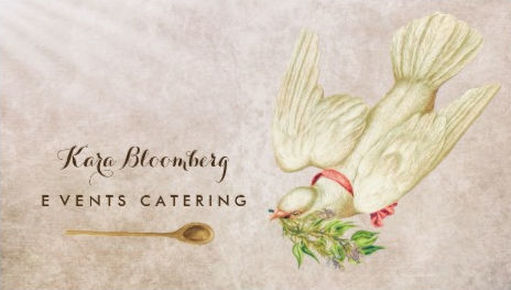 Elegant Wedding Caterer Vintage Dove With Herbs Business Cards 