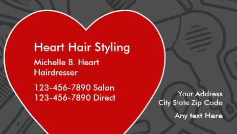 Mod Red Heart Hair Dryer Pattern Fun and Beauty Hairdresser Business Cards