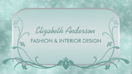 Luxury Mint Floral Elegant Bokeh Interior Fashion Designer Business Cards